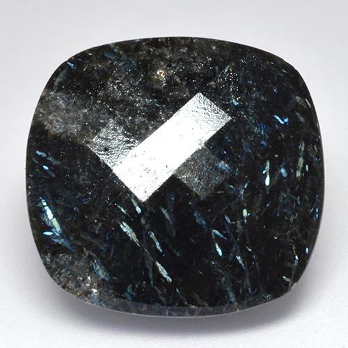 33.49캐럿 천연 블루 스파클이 있는 블랙 누우마이트, 쿠션 컷, 20.8×19.8 mm, 불투명체