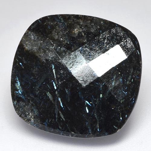 33.49캐럿 천연 블루 스파클이 있는 블랙 누우마이트, 쿠션 컷, 20.8×19.8 mm, 불투명체