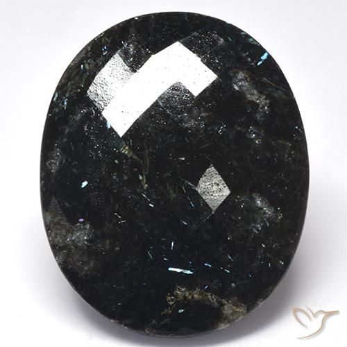 44.57ct 자연스러운 블루 스파클이 있는 블랙 누움마이트, 타원형, 불투명체