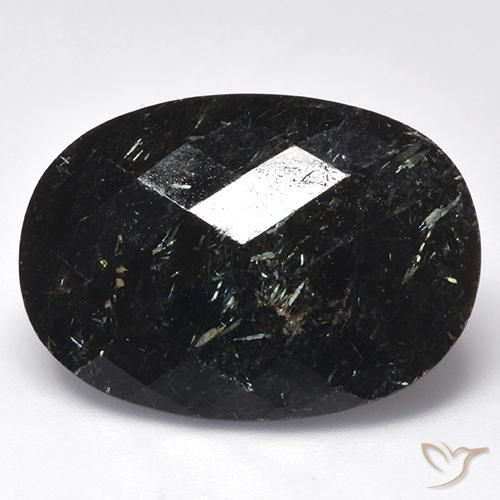 26.97ct 자연스러운 블루 스파클이 있는 블랙 누움마이트, 타원형, 불투명체