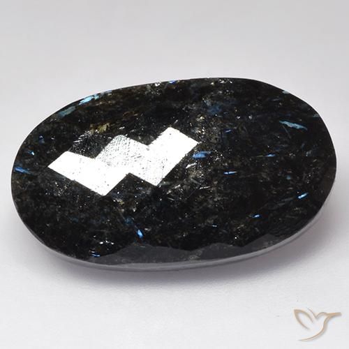 28.28ct 자연스러운 블루 스파클이 있는 블랙 누움마이트, 타원형, 불투명체