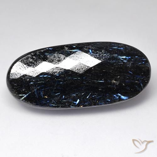 44.38ct 자연스러운 블루 스파클이 있는 블랙 누움마이트, 타원형, 불투명체