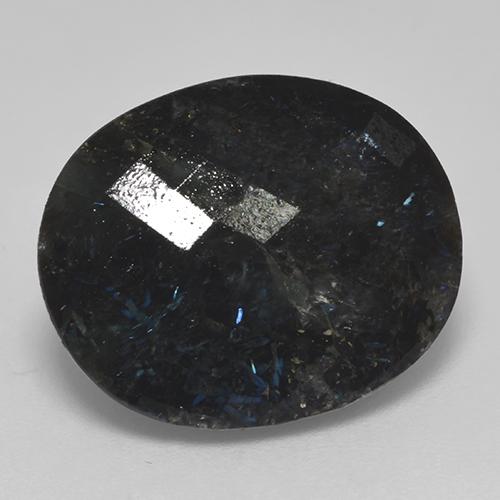 14.99캐럿 천연 블루 스파클이 있는 블랙 누우마이트, 타원형 컷, 18×14.7 mm, 불투명체