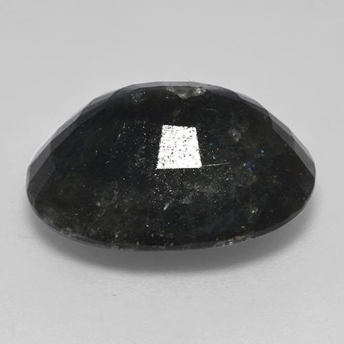 14.99캐럿 천연 블루 스파클이 있는 블랙 누우마이트, 타원형 컷, 18×14.7 mm, 불투명체