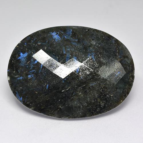 40.80캐럿 천연 블루 스파클이 있는 블랙 누우마이트, 타원형 컷, 29.2×22 mm, 불투명체