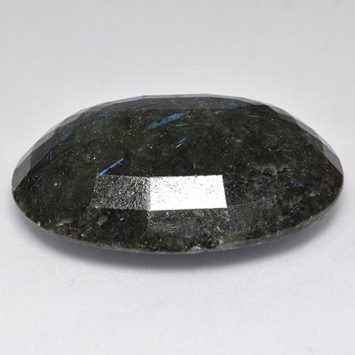 40.80캐럿 천연 블루 스파클이 있는 블랙 누우마이트, 타원형 컷, 29.2×22 mm, 불투명체
