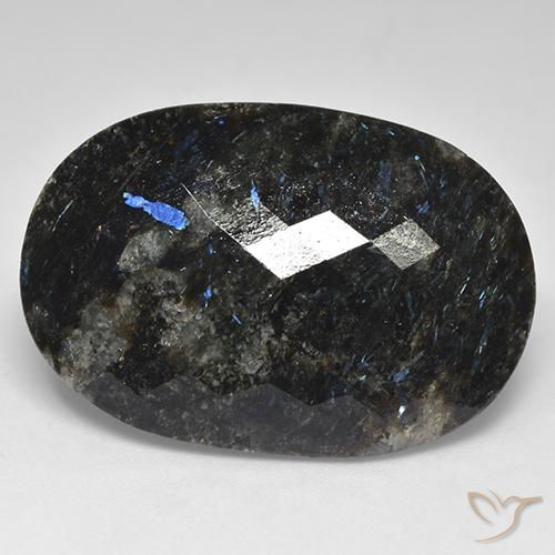 28.03ct 자연스러운 블루 스파클이 있는 블랙 누움마이트, 타원형, 불투명체