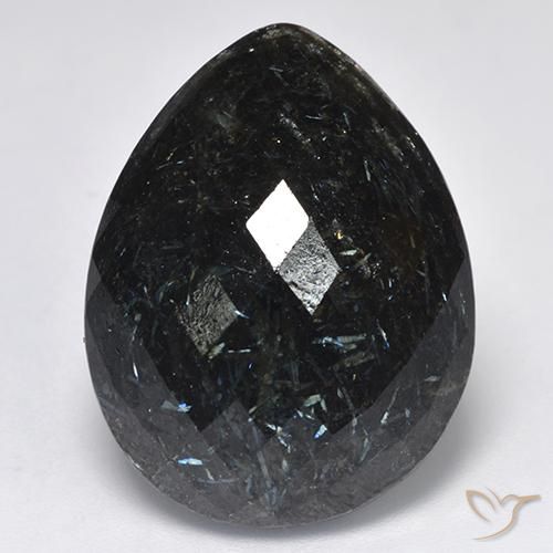 28.73ct 자연스러운 블루 스파클이 있는 블랙 누움마이트, 배 모양, 불투명체