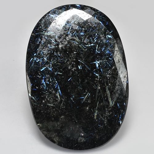 48.65캐럿 천연 블루 스파클이 있는 블랙 누우마이트, 타원형 컷, 41.4×28.4 mm, 불투명체