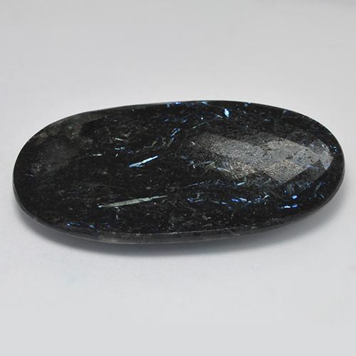 48.65캐럿 천연 블루 스파클이 있는 블랙 누우마이트, 타원형 컷, 41.4×28.4 mm, 불투명체