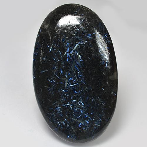 79.60캐럿 천연 블루 스파클이 있는 블랙 누우마이트, 타원형 컷, 47.2×28.7 mm, 불투명체