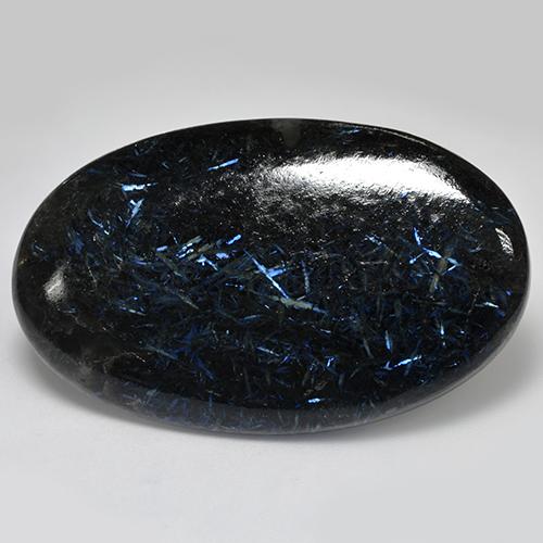 79.60캐럿 천연 블루 스파클이 있는 블랙 누우마이트, 타원형 컷, 47.2×28.7 mm, 불투명체