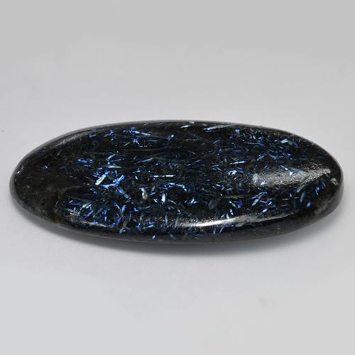 79.60캐럿 천연 블루 스파클이 있는 블랙 누우마이트, 타원형 컷, 47.2×28.7 mm, 불투명체