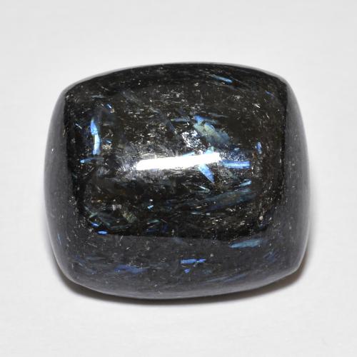 17.72캐럿 천연 블루 스파클이 있는 블랙 누우마이트, 쿠션 컷, 16.9×15.1 mm, 불투명체