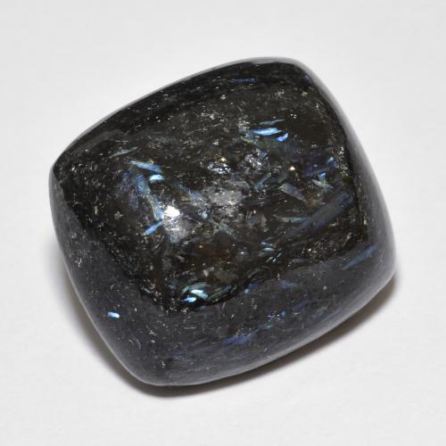 17.72캐럿 천연 블루 스파클이 있는 블랙 누우마이트, 쿠션 컷, 16.9×15.1 mm, 불투명체