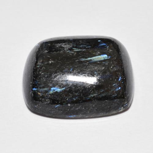 17.72캐럿 천연 블루 스파클이 있는 블랙 누우마이트, 쿠션 컷, 16.9×15.1 mm, 불투명체