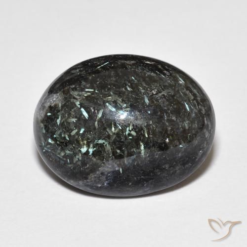 13.71ct 자연스러운 블루 스파클이 있는 블랙 누움마이트, 타원형, 불투명체