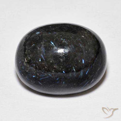 22.55ct 자연스러운 블루 스파클이 있는 블랙 누움마이트, 타원형, 불투명체