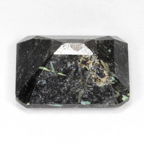 10.64캐럿 천연 블루 스파클이 있는 블랙 누우마이트, 에메랄드 컷, 15.2×12.9 mm, 불투명체