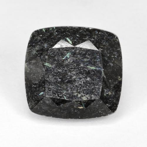 12.07캐럿 천연 블루 스파클이 있는 블랙 누우마이트, 쿠션 컷, 13.2×12.5 mm, 불투명체