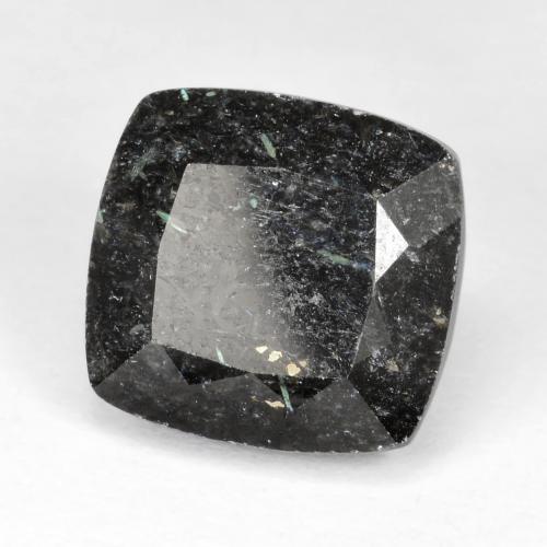 12.07캐럿 천연 블루 스파클이 있는 블랙 누우마이트, 쿠션 컷, 13.2×12.5 mm, 불투명체