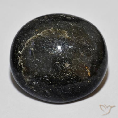 21.06캐럿 천연 블루 스파클이 있는 블랙 누우마이트, 타원형 컷, 19.9×18.5 mm, 불투명체