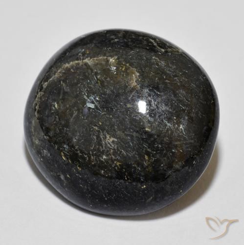 21.06캐럿 천연 블루 스파클이 있는 블랙 누우마이트, 타원형 컷, 19.9×18.5 mm, 불투명체