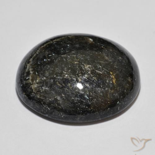 21.06캐럿 천연 블루 스파클이 있는 블랙 누우마이트, 타원형 컷, 19.9×18.5 mm, 불투명체