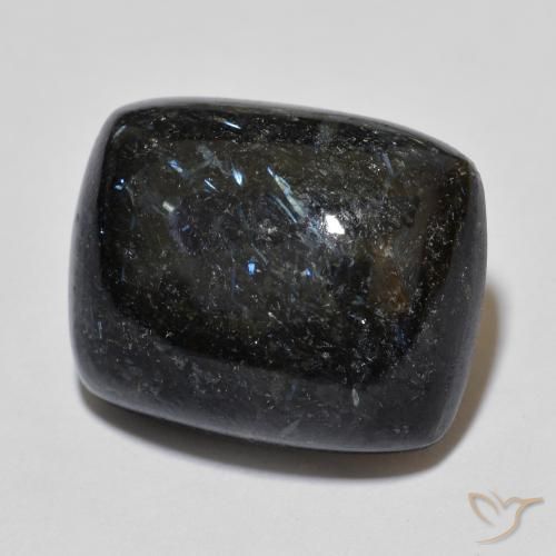 17.27ct 자연스러운 블루 스파클이 있는 블랙 누움마이트, 방석, 불투명체
