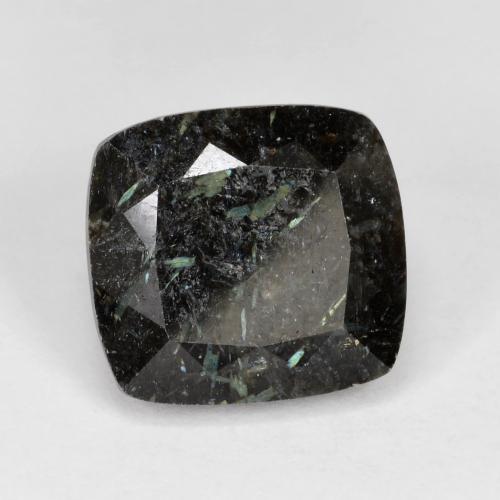 7.92캐럿 천연 블루 스파클이 있는 블랙 누우마이트, 쿠션 컷, 12.1×11.3 mm, 불투명체