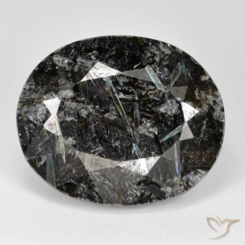31.63ct 자연스러운 블루 스파클이 있는 블랙 누움마이트, 타원형, 불투명체