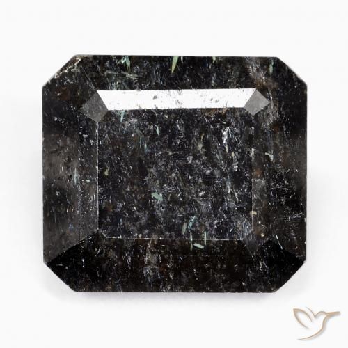 26.45ct 자연스러운 블루 스파클이 있는 블랙 누움마이트, 에메랄드 컷, 불투명체