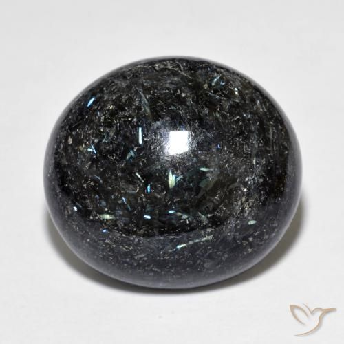 15.33ct 자연스러운 블루 스파클이 있는 블랙 누움마이트, 타원형, 불투명체