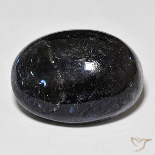 28.34ct 자연스러운 블루 스파클이 있는 블랙 누움마이트, 타원형, 불투명체