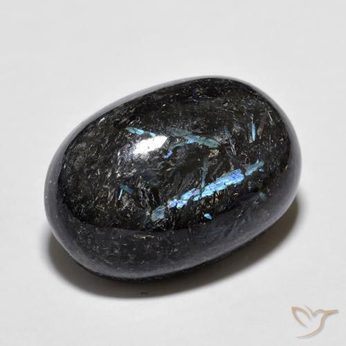 16.00ct 자연스러운 블루 스파클이 있는 블랙 누움마이트, 타원형, 불투명체