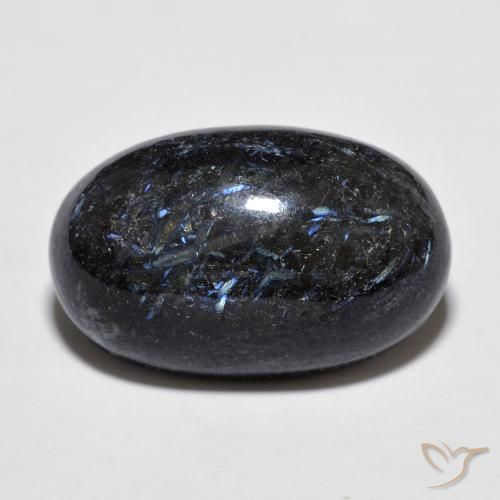 16.43ct 자연스러운 블루 스파클이 있는 블랙 누움마이트, 타원형, 불투명체