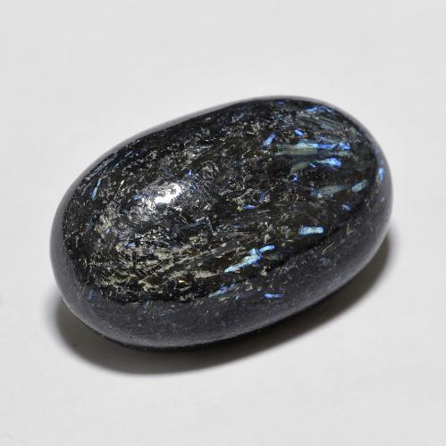 11.98캐럿 천연 블루 스파클이 있는 블랙 누우마이트, 타원형 컷, 18×11.4 mm, 불투명체