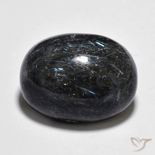 15.11ct 자연스러운 블루 스파클이 있는 블랙 누움마이트, 타원형, 불투명체
