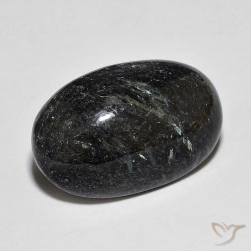 13.93ct 자연스러운 블루 스파클이 있는 블랙 누움마이트, 타원형, 불투명체