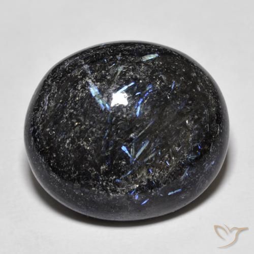 19.50ct 자연스러운 블루 스파클이 있는 블랙 누움마이트, 타원형, 불투명체