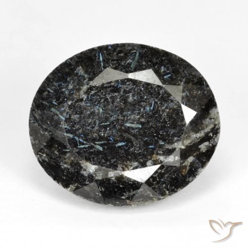 16.58ct 자연스러운 블루 스파클이 있는 블랙 누움마이트, 타원형, 불투명체