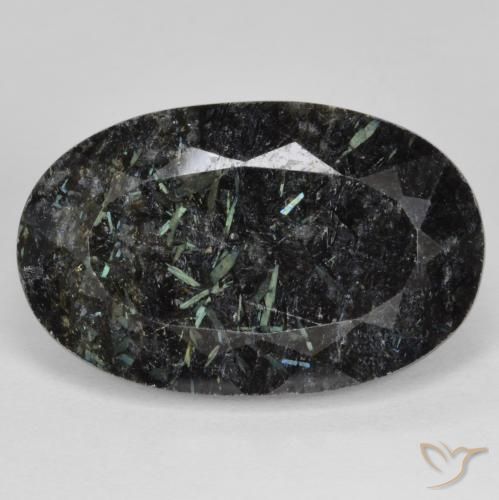 24.90ct 자연스러운 블루 스파클이 있는 블랙 누움마이트, 타원형, 불투명체