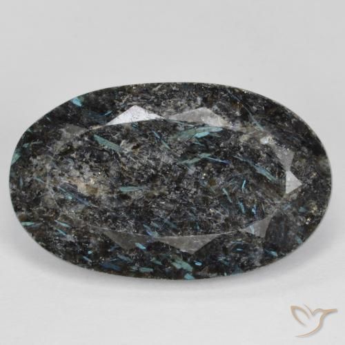 18.82ct 자연스러운 블루 스파클이 있는 블랙 누움마이트, 타원형, 불투명체