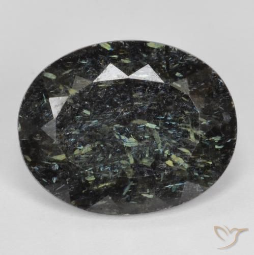 12.87ct 자연스러운 블루 스파클이 있는 블랙 누움마이트, 타원형, 불투명체