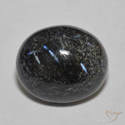 9.84ct 자연스러운 블루 스파클이 있는 블랙 누움마이트, 타원형, 불투명체