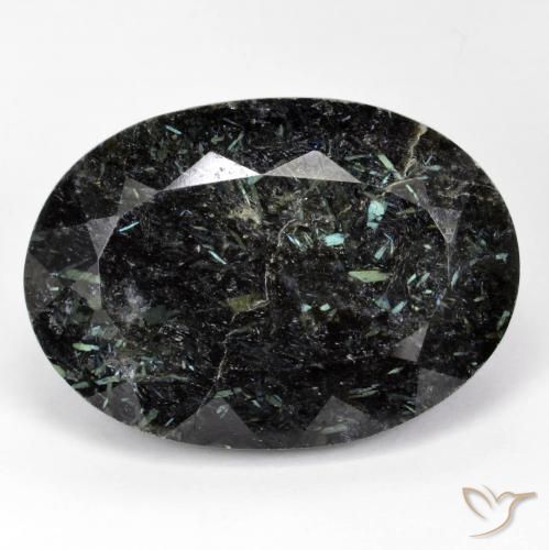 34.24ct 자연스러운 블루 스파클이 있는 블랙 누움마이트, 타원형, 불투명체