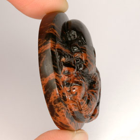 66.88캐럿 천연 마호가니 옵시디언, 멋진 모양, 32.2×28.5 mm, 불투명체