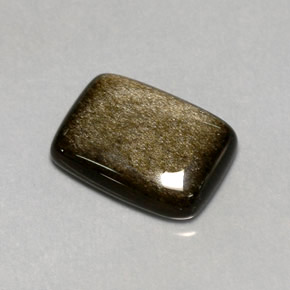 6.45캐럿 천연 골드 광택 옵시디언, 쿠션 컷, 15.8×11.7 mm, 불투명체