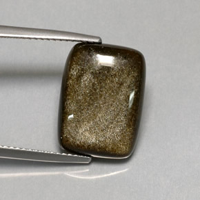 6.45캐럿 천연 골드 광택 옵시디언, 쿠션 컷, 15.8×11.7 mm, 불투명체