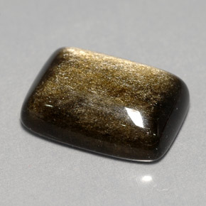 7.76캐럿 천연 골드 광택 옵시디언, 쿠션 컷, 15.8×11.7 mm, 불투명체